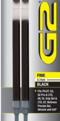 Pilot G2 Gel Ink Refill, 2-Pack for Rolling Ball Pens, Fine Point, Black Ink (77240) Pilot G2 Gel Ink Refill, 2-Pack for Rolling Ball Pens, Fine Point, Black Ink (77240)