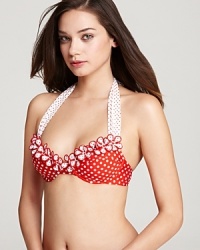 This retro polka dot bikini from Betsey Johnson was made with punky pin-ups in mind. Turn the boardwalk into a catwalk with a matching red lip and cat eye shades. This retro polka dot bikini from Betsey Johnson was made with punky pin-ups in mind. Turn the boardwalk into a catwalk with a matching red lip and cat eye shades.