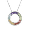 Platinum Plated Sterling Silver Multi-Gemstone Circle Pendant Necklace, 18