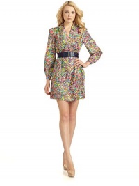 THE LOOKV-neck with fold-over collarPuffed shouldersLong sleeves with buttoned cuffsDetachable solid braided beltLoose, flowy silhouettePull-on styleAllover vibrant printTHE FITAbout 35 from shoulder to hemTHE MATERIALSilkCARE & ORIGINDry CleanImportedModel shown is 5'11 (180cm) wearing US size 4. THE LOOKV-neck with fold-over collarPuffed shouldersLong sleeves with buttoned cuffsDetachable solid braided beltLoose, flowy silhouettePull-on styleAllover vibrant printTHE FITAbout 35 from shoulder to hemTHE MATERIALSilkCARE & ORIGINDry CleanImportedModel shown is 5'11 (180cm) wearing US size 4.