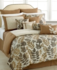 Falling leaves. A plethora of autumnal foliage creates a beautiful landscape in this Waldon comforter set, featuring a warm color scheme and quilted elements for added texture. Falling leaves. A plethora of autumnal foliage creates a beautiful landscape in this Waldon comforter set, featuring a warm color scheme and quilted elements for added texture.