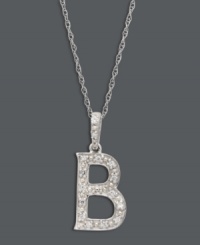 Spell it out in sparkle! This personalized initial charm necklace makes the perfect gift for Barbara or Betty. Features sparkling, round-cut diamond accents. Setting and chain crafted in 14k white gold. Approximate length: 18 inches. Approximate drop: 1/2 inch.