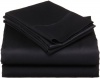 Wakefield Collection 400 Thread-Count 100% Pima Cotton Sateen 4 Piece Sheet Set, Full, Black