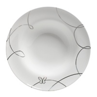 Designed with a modern bride in mind, the Lismore Butterfly dinnerware collection features a contemporary coupe shape accented with a soft iridescent lavender butterfly motif. Designed with a modern bride in mind, the Lismore Butterfly dinnerware collection features a contemporary coupe shape accented with a soft iridescent lavender butterfly motif.