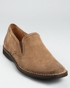This cool casual slip-on looks great in weathered suede, stitched along the welt and with side gore closure for easy on and off.