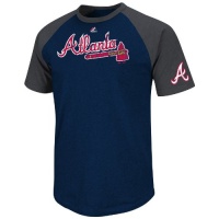 MLB Atlanta Braves Big Leaguer Fashion Crew Neck Ringer T-Shirt, Navy Heather/Charcoal Heather MLB Atlanta Braves Big Leaguer Fashion Crew Neck Ringer T-Shirt, Navy Heather/Charcoal Heather