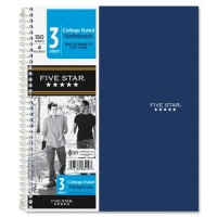 Five Star Wirebound 3-Subject 4-Pocket Notebook, College Ruled, 11X8-1/2, 150 Sheets (MEA06210)