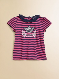 A whimsical crown applique and bold stripes give a sweet charm to this cozy cotton tee.Ruffled crewneckPuffed cap sleevesBack buttonsCottonMachine washImported Please note: Number of buttons may vary depending on size ordered. A whimsical crown applique and bold stripes give a sweet charm to this cozy cotton tee.Ruffled crewneckPuffed cap sleevesBack buttonsCottonMachine washImported Please note: Number of buttons may vary depending on size ordered.