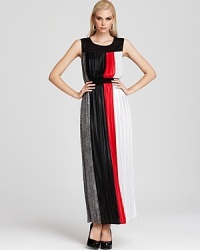 BCBGMAXAZRIA masters the color-block trend to statement-making perfection with this striking iteration, finished with a cinched waist. BCBGMAXAZRIA masters the color-block trend to statement-making perfection with this striking iteration, finished with a cinched waist.