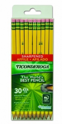 Dixon Ticonderoga Pre-Sharpened Yellow No. 2 Pencils with Microban, 30 Pencils with Erasers (13830) Dixon Ticonderoga Pre-Sharpened Yellow No. 2 Pencils with Microban, 30 Pencils with Erasers (13830)