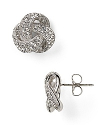 Pave-set crystals and an ornate, knotted design make these earrings from Nadri a stunning choice. Wear them to elevate evening looks. Pave-set crystals and an ornate, knotted design make these earrings from Nadri a stunning choice. Wear them to elevate evening looks.