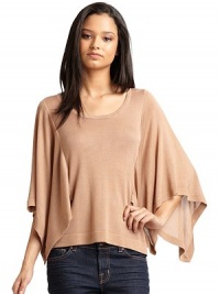 THE LOOKPullover styleRound necklineFlutter dolman sleeves Vented hi-lo hemTHE FITAbout 23 from shoulder to hemTHE MATERIAL95% modal/5% cashmereCARE & ORIGINHand washImportedModel shown is 5'10 (177cm) wearing US size Small. THE LOOKPullover styleRound necklineFlutter dolman sleeves Vented hi-lo hemTHE FITAbout 23 from shoulder to hemTHE MATERIAL95% modal/5% cashmereCARE & ORIGINHand washImportedModel shown is 5'10 (177cm) wearing US size Small.
