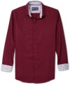 This slim American Rag button down has printed cuffs for an added element of style.