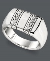 Fit to be tied. This chic knotted men's ring features an elegant braided design set in sterling silver. Size 8-12.