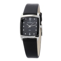 Skagen Women's 691SSLB Black Dial Swarovski Elements Black Leather Band Watch Skagen Women's 691SSLB Black Dial Swarovski Elements Black Leather Band Watch