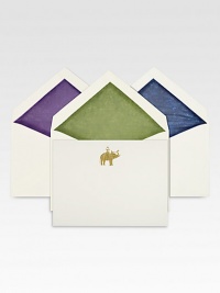 A hand-engraved, metallic silver elephant motif adorns these luxe 2-ply vellum stock notecards, which are accompanied by tissue-lined envelopes in three different colors, and presented in a Mrs. John L. Strong signature brown box.Set of 12About 4.5 X 6Hand-engravedMade in USA A hand-engraved, metallic silver elephant motif adorns these luxe 2-ply vellum stock notecards, which are accompanied by tissue-lined envelopes in three different colors, and presented in a Mrs. John L. Strong signature brown box.Set of 12About 4.5 X 6Hand-engravedMade in USA