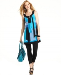 A geometric pattern is enhanced by contrasting solid trim on Style&co.'s chic jersey tunic. Wear it as a dress with leggings or as a top with shorts! A geometric pattern is enhanced by contrasting solid trim on Style&co.'s chic jersey tunic. Wear it as a dress with leggings or as a top with shorts!
