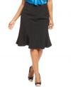 Add feminine flair to your work wardrobe with AGB's plus size skirt, punctuated by a flounce hem.