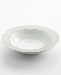 Clean and cool with an understated elegance, this fine china fruit bowl is a graceful serving accessory. From Mikasa's dinnerware and dishes collection. Clean and cool with an understated elegance, this fine china fruit bowl is a graceful serving accessory. From Mikasa's dinnerware and dishes collection.