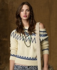 Denim & Supply Ralph Lauren's cozy knit sweater is finished with a Fair Isle pattern and lends a rustic elegance to your attire that will never get old. Denim & Supply Ralph Lauren's cozy knit sweater is finished with a Fair Isle pattern and lends a rustic elegance to your attire that will never get old.