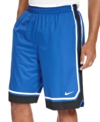 Keep your composure, and your comfort, on the court with these Nike basketball shorts featuring Dri-Fit technology. Keep your composure, and your comfort, on the court with these Nike basketball shorts featuring Dri-Fit technology.
