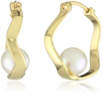 Majorica 8mm White Round Pearl in 18K Gold Vermeil Hoop Earrings Majorica 8mm White Round Pearl in 18K Gold Vermeil Hoop Earrings