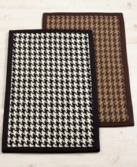 Classically Ralph. Featuring an allover houndstooth print in contrasting tones, this accent rug brings traditional style home. Finished with a solid cotton twill border; skid-resistant latex back. Classically Ralph. Featuring an allover houndstooth print in contrasting tones, this accent rug brings traditional style home. Finished with a solid cotton twill border; skid-resistant latex back.