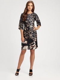 A muted graphic-floral print adds a charming touch to this silk shift.Round neckThree-quarter sleevesConcealed back zipperFully linedAbout 24 from natural waistSilkDry cleanImported Model shown is 5'9½ (176cm) wearing US size 4. A muted graphic-floral print adds a charming touch to this silk shift.Round neckThree-quarter sleevesConcealed back zipperFully linedAbout 24 from natural waistSilkDry cleanImported Model shown is 5'9½ (176cm) wearing US size 4.