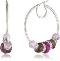 Nine West Recolor Light Silver-Tone Pink Click-It Hoop Earrings Nine West Recolor Light Silver-Tone Pink Click-It Hoop Earrings