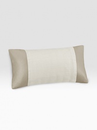 A collection of modern elegance, in soft neutral shades with rich textures, intricate patterns and lustrous finishes.Two-tone design with metallic borders and a center panel in a pleated grid pattern24 X 12Removable cover55% linen/45% cottonDry cleanImported A collection of modern elegance, in soft neutral shades with rich textures, intricate patterns and lustrous finishes.Two-tone design with metallic borders and a center panel in a pleated grid pattern24 X 12Removable cover55% linen/45% cottonDry cleanImported