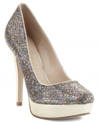 Happiness is but a shoe away. Enzo Angiolini's Smiles platform pumps have a subtle shimmer that will dress up your favorite ensemble. Happiness is but a shoe away. Enzo Angiolini's Smiles platform pumps have a subtle shimmer that will dress up your favorite ensemble.