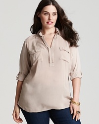 The flowing voile silhouette and roll-tab sleeves of this Splendid tunic ensure you'll be ready for any adventure that comes your way. The flowing voile silhouette and roll-tab sleeves of this Splendid tunic ensure you'll be ready for any adventure that comes your way.