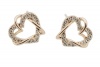 Elegant 2 Hearts Rose Gold 14k Plated Stud Earrings with Cute Delicate Gift Bag and Silver Polishing Cloth