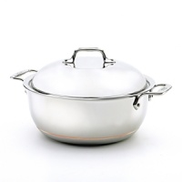 Get the benefits of copper heat conduction with the cleaning ease of stainless steel in All-Clad's Copper Core collection. Ideal for slow-cooking meats and vegetables or simmering savory stews, this classic dutch oven has a domed lid that locks in moisture and promotes even heat distribution. Riveted stainless-steel handles stay cool on the cooktop for ease and safety in moving from the stove to the oven to the table. Get the benefits of copper heat conduction with the cleaning ease of stainless steel in All-Clad's Copper Core collection. Ideal for slow-cooking meats and vegetables or simmering savory stews, this classic dutch oven has a domed lid that locks in moisture and promotes even heat distribution. Riveted stainless-steel handles stay cool on the cooktop for ease and safety in moving from the stove to the oven to the table.