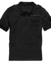 Get some R&R. This Sean John polo shirt features relaxed military styling for the frontlines of comfort.