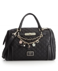 Find the one you've been waiting for with the Amour satchel from GUESS. With flashy charms that span across front and high-shine goldtone hardware, this irresistible look will take you from day into night with ease. Find the one you've been waiting for with the Amour satchel from GUESS. With flashy charms that span across front and high-shine goldtone hardware, this irresistible look will take you from day into night with ease.