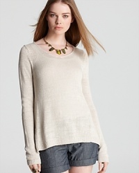 Naturally easy, this Vince linen sweater lends a tactile touch to casual shorts and off-duty jeans. Dress up the layer with a tough-luxe necklace in copper or gold. Naturally easy, this Vince linen sweater lends a tactile touch to casual shorts and off-duty jeans. Dress up the layer with a tough-luxe necklace in copper or gold.