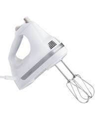 A real smooth operator, KitchenAid's mighty hand mixer uses five speeds of power to blend, beat and knead for culinary creations that are smoother, easier to handle and better tasting. One-year warranty. A real smooth operator, KitchenAid's mighty hand mixer uses five speeds of power to blend, beat and knead for culinary creations that are smoother, easier to handle and better tasting. One-year warranty.