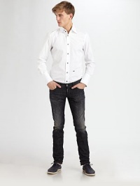 Slim-fit silhouette shaped in a crisp, cool cotton will complete any look with star-quality style and sophistication.Button-frontCottonMachine washMade in Italy Slim-fit silhouette shaped in a crisp, cool cotton will complete any look with star-quality style and sophistication.Button-frontCottonMachine washMade in Italy