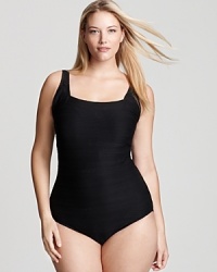 Elevate your poolside portfolio with Gottex's solid square-neck swimsuit. With a classic look and flattering cut, this style is a must for plunge prowess. Elevate your poolside portfolio with Gottex's solid square-neck swimsuit. With a classic look and flattering cut, this style is a must for plunge prowess.