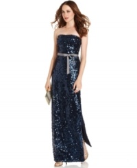 BCBGMAXAZRIA's gown is decked out with a daring dose of dazzle thanks to its shimmering sequins. Pair this slim-fitting dress with a high heel to play up every curve and turn every head! BCBGMAXAZRIA's gown is decked out with a daring dose of dazzle thanks to its shimmering sequins. Pair this slim-fitting dress with a high heel to play up every curve and turn every head!