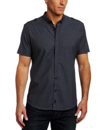 Calvin Klein Sportswear Men's Short Sleeve Yarn Dye Micro Plaid Poplin Woven Shirt