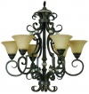 Yosemite Home Decor F053A06LTS Mariposa 6 Light Chandelier, Turismo Glass Shades, Tuscan Sand Finished Frame, 30 x 36