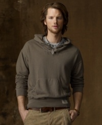 Take on the urban jungle in a safari-inspired pullover hoodie, crafted in washed and faded slub cotton fleece with wildlife stamp graphics and a heritage shawl collar. Take on the urban jungle in a safari-inspired pullover hoodie, crafted in washed and faded slub cotton fleece with wildlife stamp graphics and a heritage shawl collar.