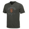 MLB Mens San Francisco Giants Game Day Weathered Charcoal Heather Short Sleeve V-Neck Tee By Majestic