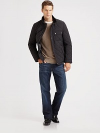 Sporty by design, this moto-inspired style is water-repellent for added protection from the season's wintry elements.Zip frontSnap button placketChest patch pocketFront slash pocketsFully linedAbout 30½ from shoulder to hemPolyesterDry cleanImported Sporty by design, this moto-inspired style is water-repellent for added protection from the season's wintry elements.Zip frontSnap button placketChest patch pocketFront slash pocketsFully linedAbout 30½ from shoulder to hemPolyesterDry cleanImported