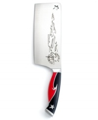 All the precision, all the power and all the personality of your favorite chef, Guy Fieri, comes to life in this professional forged knife. Made of high carbon German stainless steel with a beefy thick blade, full tang and bolster, this ergonomically designed cleaver puts strength and balance in the palm of your hand. 5-year warranty. All the precision, all the power and all the personality of your favorite chef, Guy Fieri, comes to life in this professional forged knife. Made of high carbon German stainless steel with a beefy thick blade, full tang and bolster, this ergonomically designed cleaver puts strength and balance in the palm of your hand. 5-year warranty.