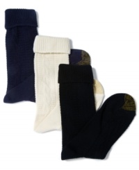 Pair these classic, cable knit socks by Gold Toe with your favorite pair of tall boots, booties or even walking shoes. They're soft and cushiony with a reinforced toe for maximum comfort. Comes in a pack of two. Pair these classic, cable knit socks by Gold Toe with your favorite pair of tall boots, booties or even walking shoes. They're soft and cushiony with a reinforced toe for maximum comfort. Comes in a pack of two.