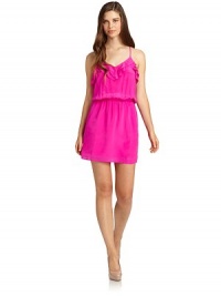 THE LOOKRuffled bibAdjustable spaghetti strapsElastic waistDual seam pocketsRacerbackTHE FITAbout 34 from shoulder to hemTHE MATERIALSilkFully linedCARE & ORIGINDry cleanImportedModel shown is 5'10½ (179cm) wearing US size Small. THE LOOKRuffled bibAdjustable spaghetti strapsElastic waistDual seam pocketsRacerbackTHE FITAbout 34 from shoulder to hemTHE MATERIALSilkFully linedCARE & ORIGINDry cleanImportedModel shown is 5'10½ (179cm) wearing US size Small.