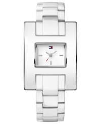 Iconic Tommy Hilfiger style marks this unique white-on-white watch. Iconic Tommy Hilfiger style marks this unique white-on-white watch.